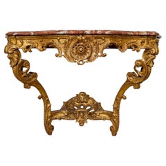 Antique А Big Carved and Gilded Wood Console Table, Regency Period, 18th Century
