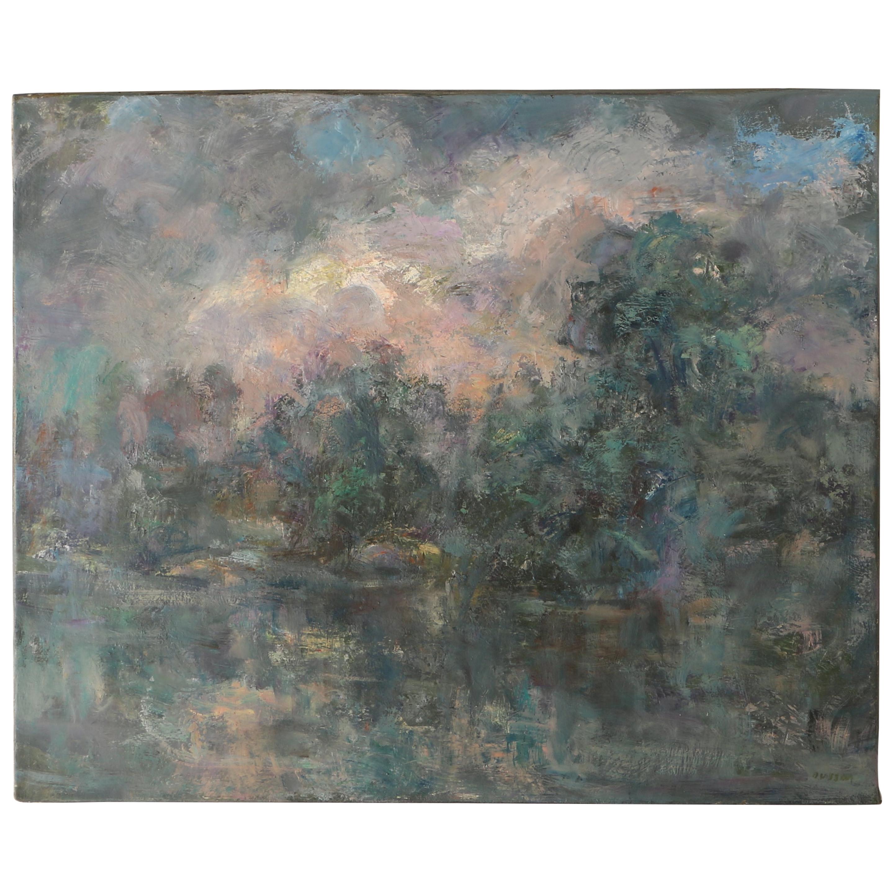 "Boire de Loire, ciel chargé", Oil on Canvas, Jacques Ousson For Sale
