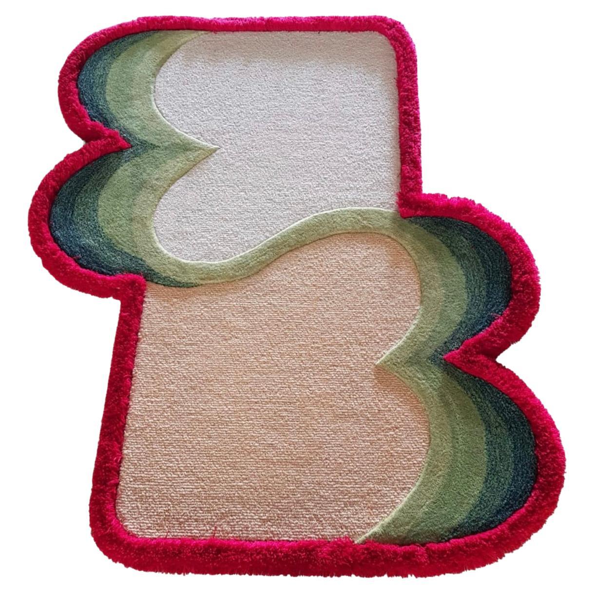 'Breakfast and Strawberry Jam' Irregular Shape Hand-Tufted Wool Rug by RAG Home For Sale