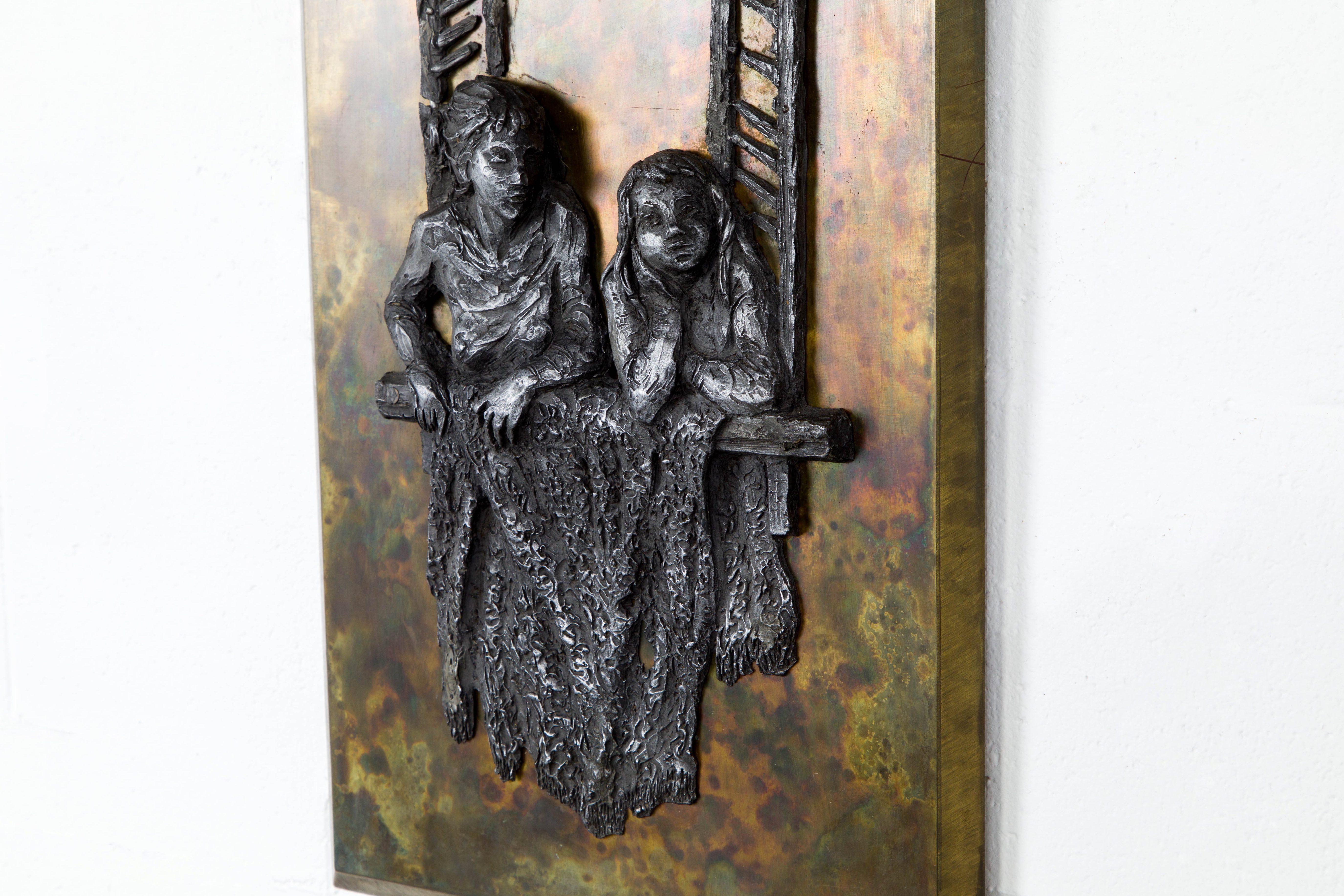 American Bronze Wall Relief Fine Art by Philip & Kelvin LaVerne, 1960s Signed For Sale