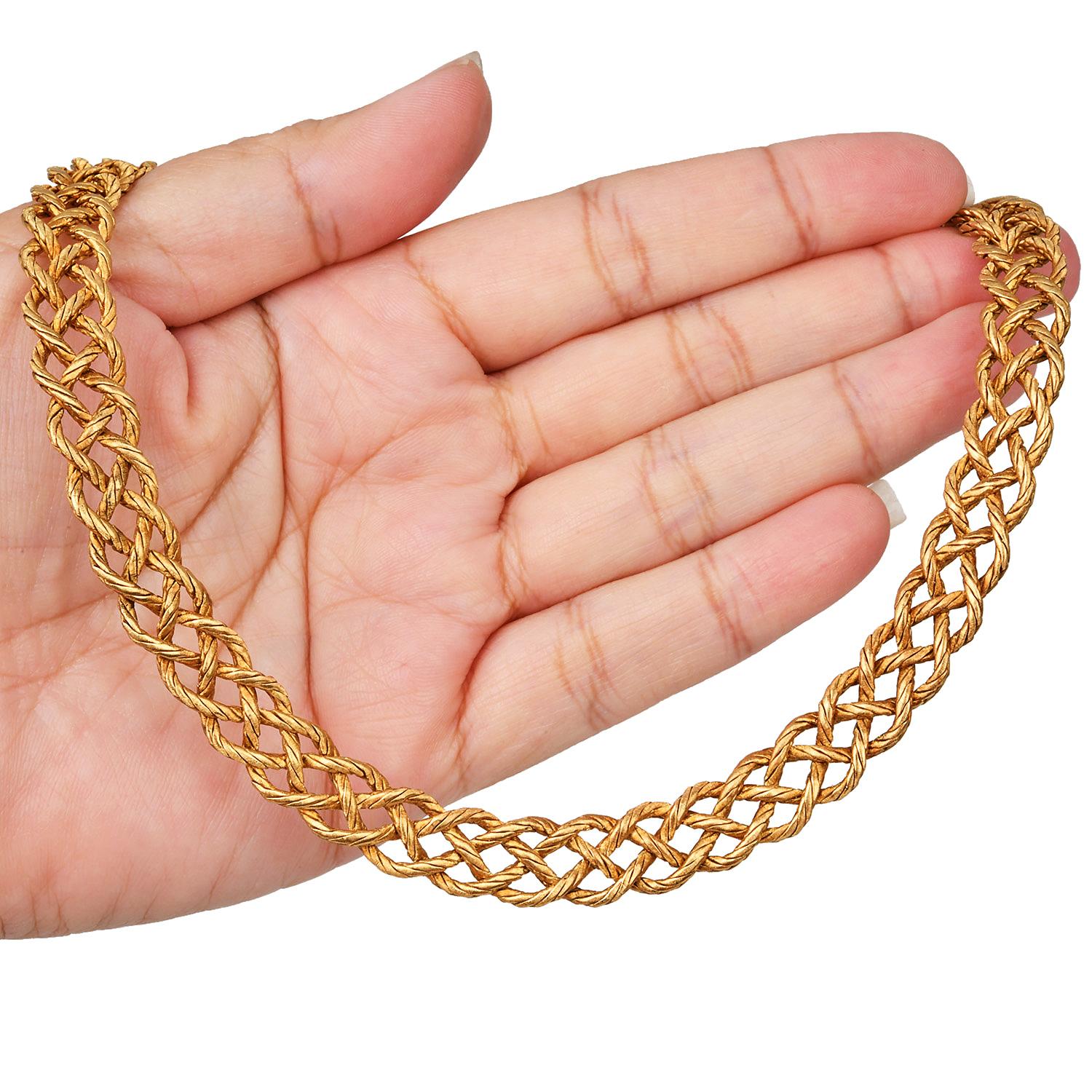 \ Buccellati Vintage 18K Yellow Gold Woven Collar Necklace For Sale 3