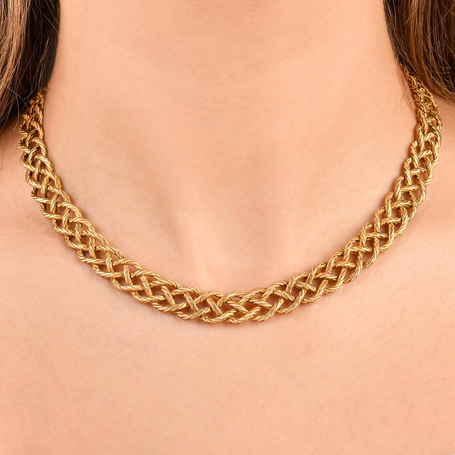 \ Buccellati Vintage 18K Yellow Gold Woven Collar Necklace For Sale 4