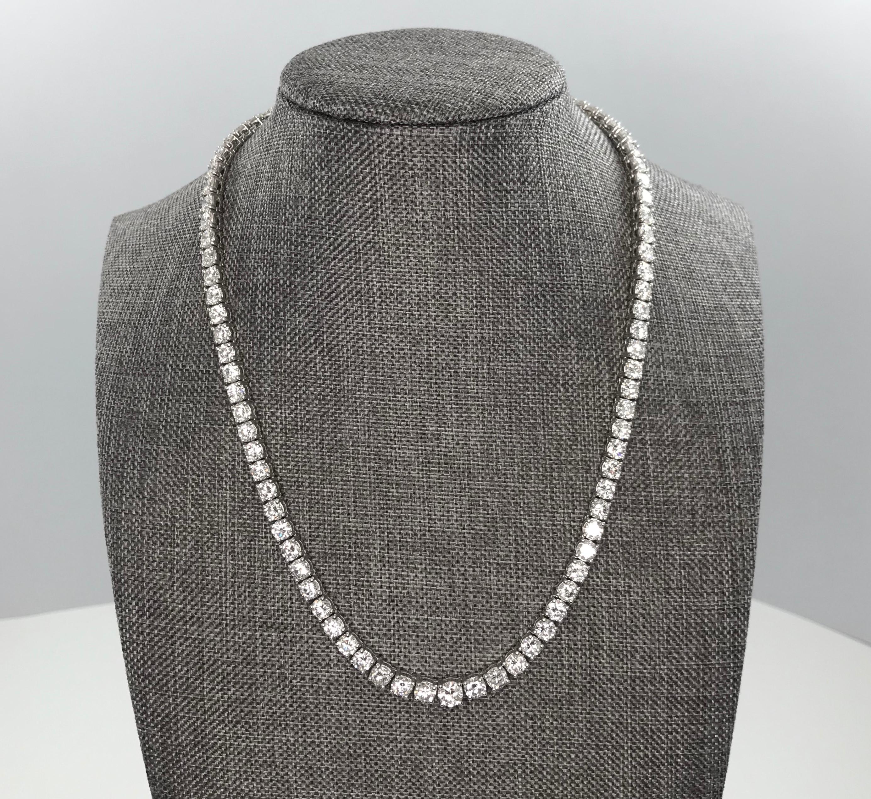 Contemporary Graduated Diamond Eternity Necklace, 28.77 Carats