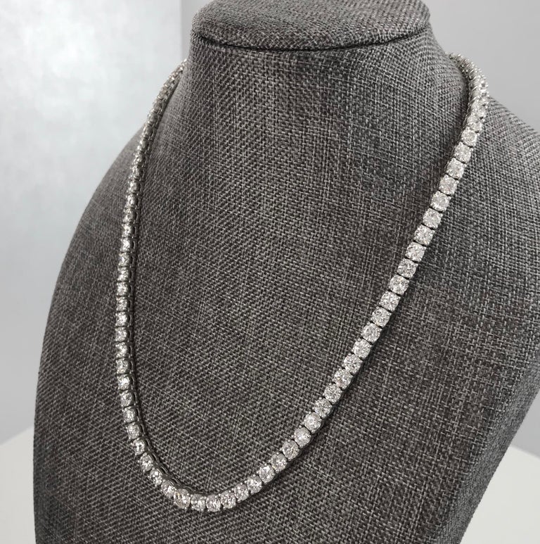 Graduated Diamond Eternity Necklace, 28.77 Carats For Sale 1