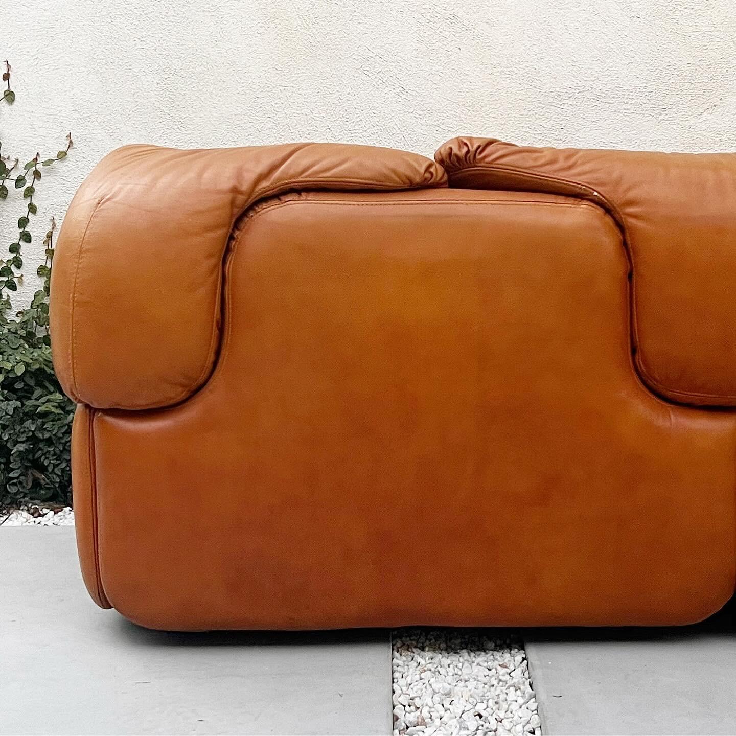 « Confidential » 3seater leather sofa by Saporiti, circa 1972 12