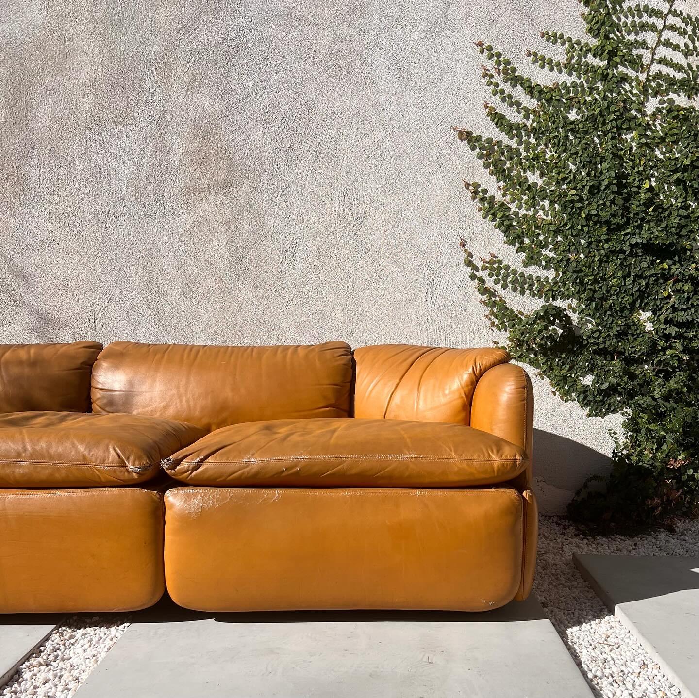 Late 20th Century « Confidential » 3seater leather sofa by Saporiti, circa 1972
