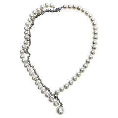 【 Crown Radiance】Sculpted Harmony Akoya & South Sea Pearl Diamond Necklace