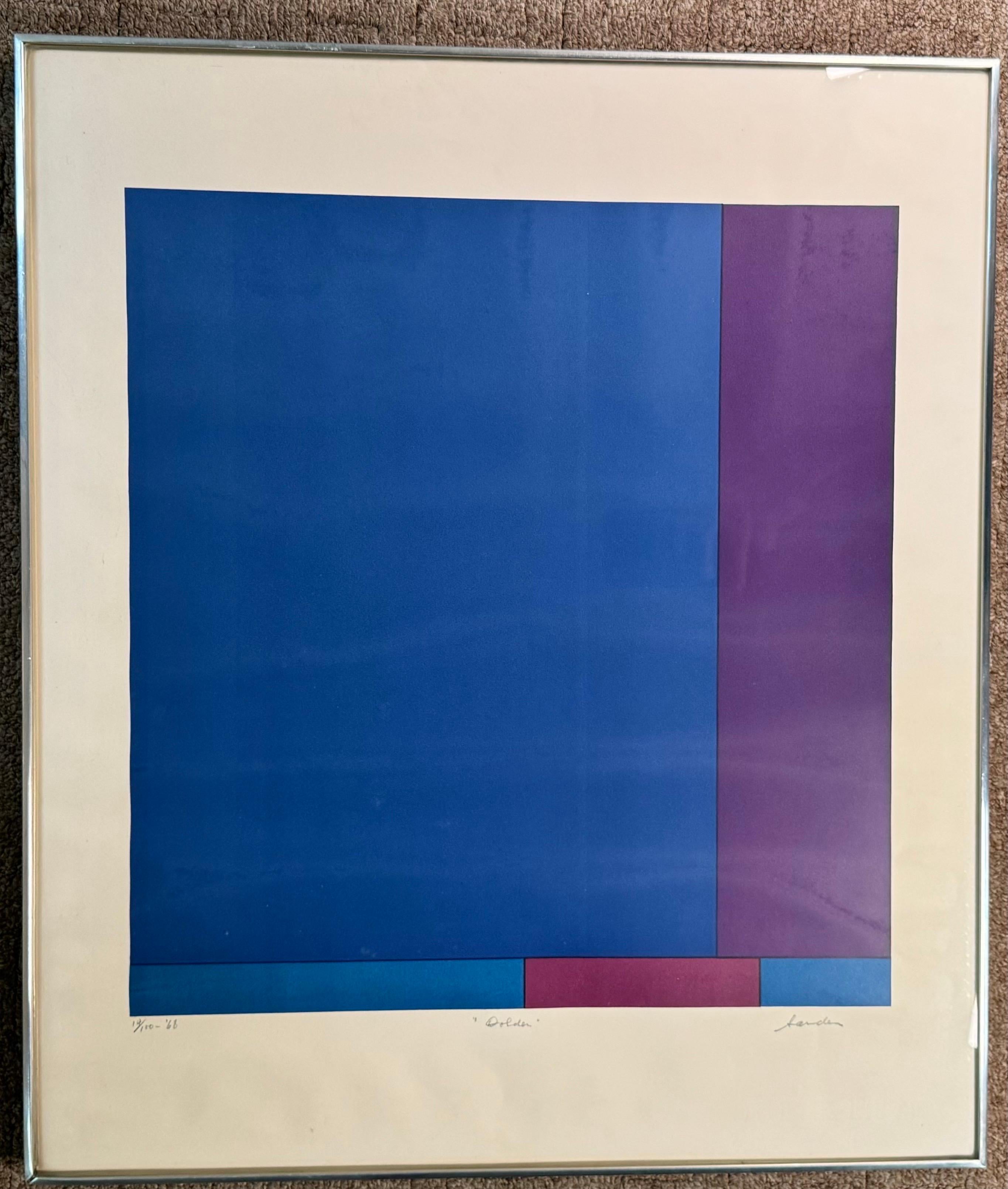 Mid-Century Modern “ Dolder Blue “ by Ludwig Sander, MCM serigraph For Sale