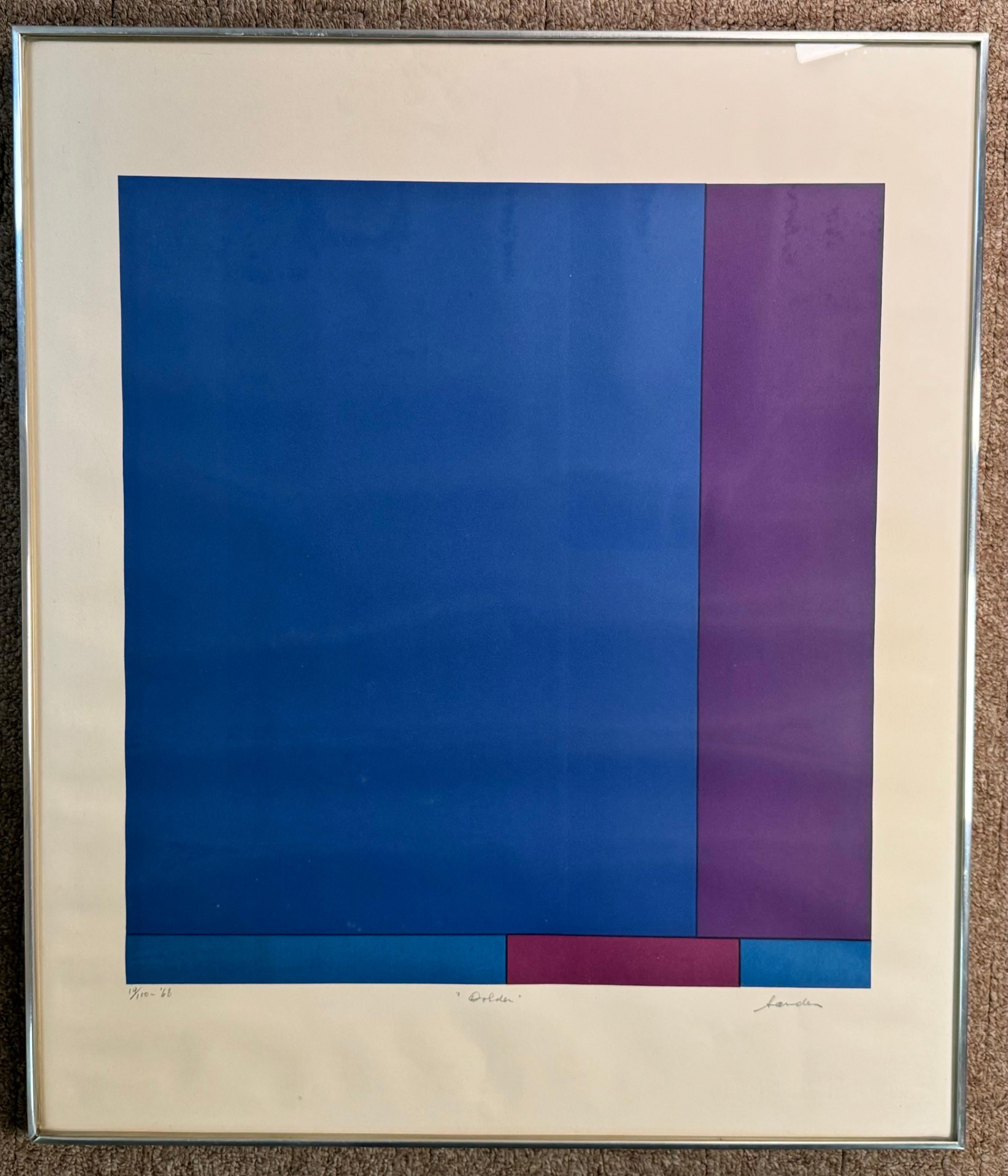 “ Dolder Blue “ by Ludwig Sander, MCM serigraph In Good Condition For Sale In Huntington, NY