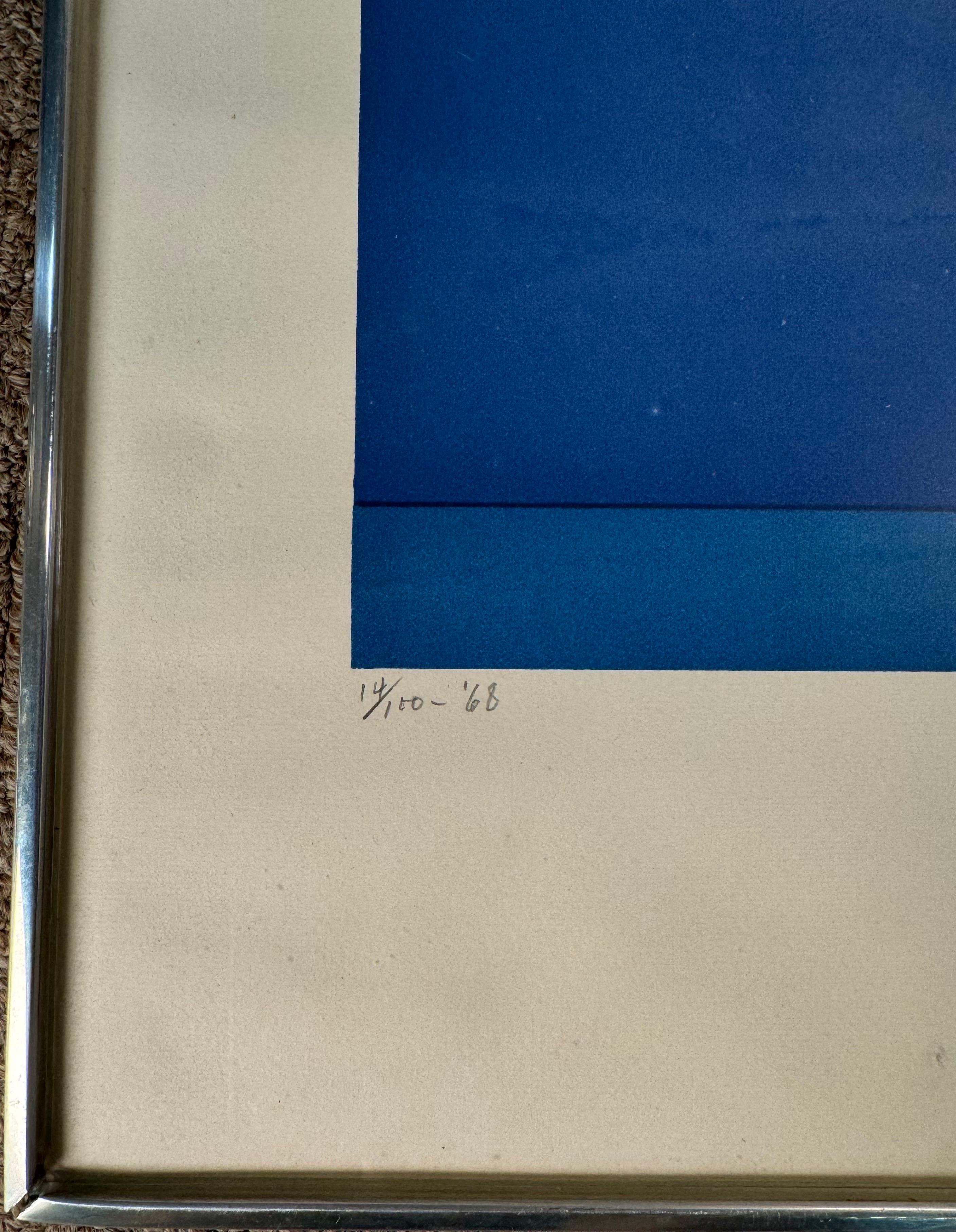Paper “ Dolder Blue “ by Ludwig Sander, MCM serigraph For Sale