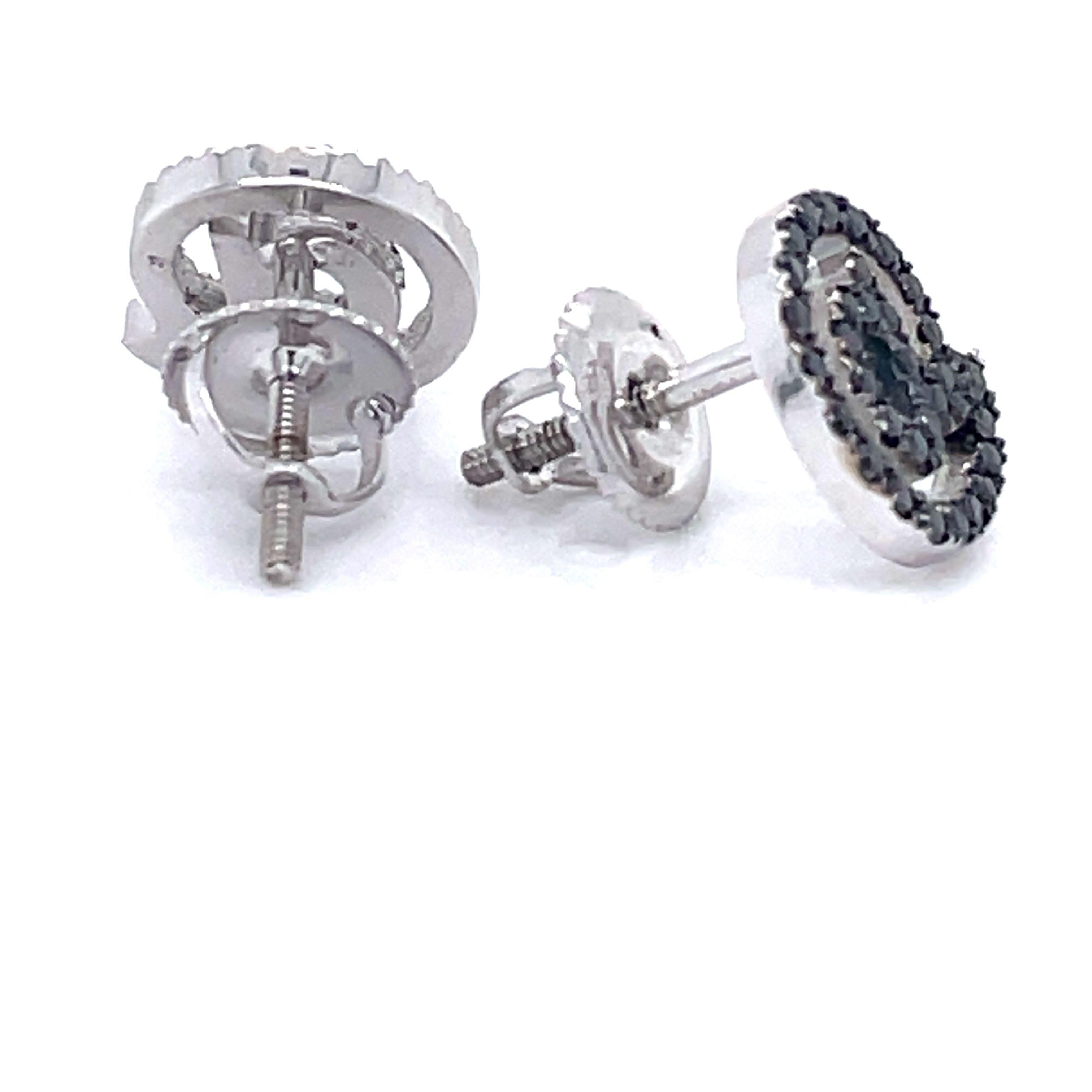 Earrings, Black&White Diamonds, 14k White Gold, Unisex One of a Kind Earrings 4