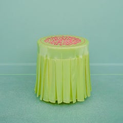 "β-Endorphin" Hand-Embroidered Yellow and Magenta Coffee Table