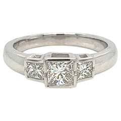 Used 0.82 Total Carat Princess Cut Three Stone Engagement Ring