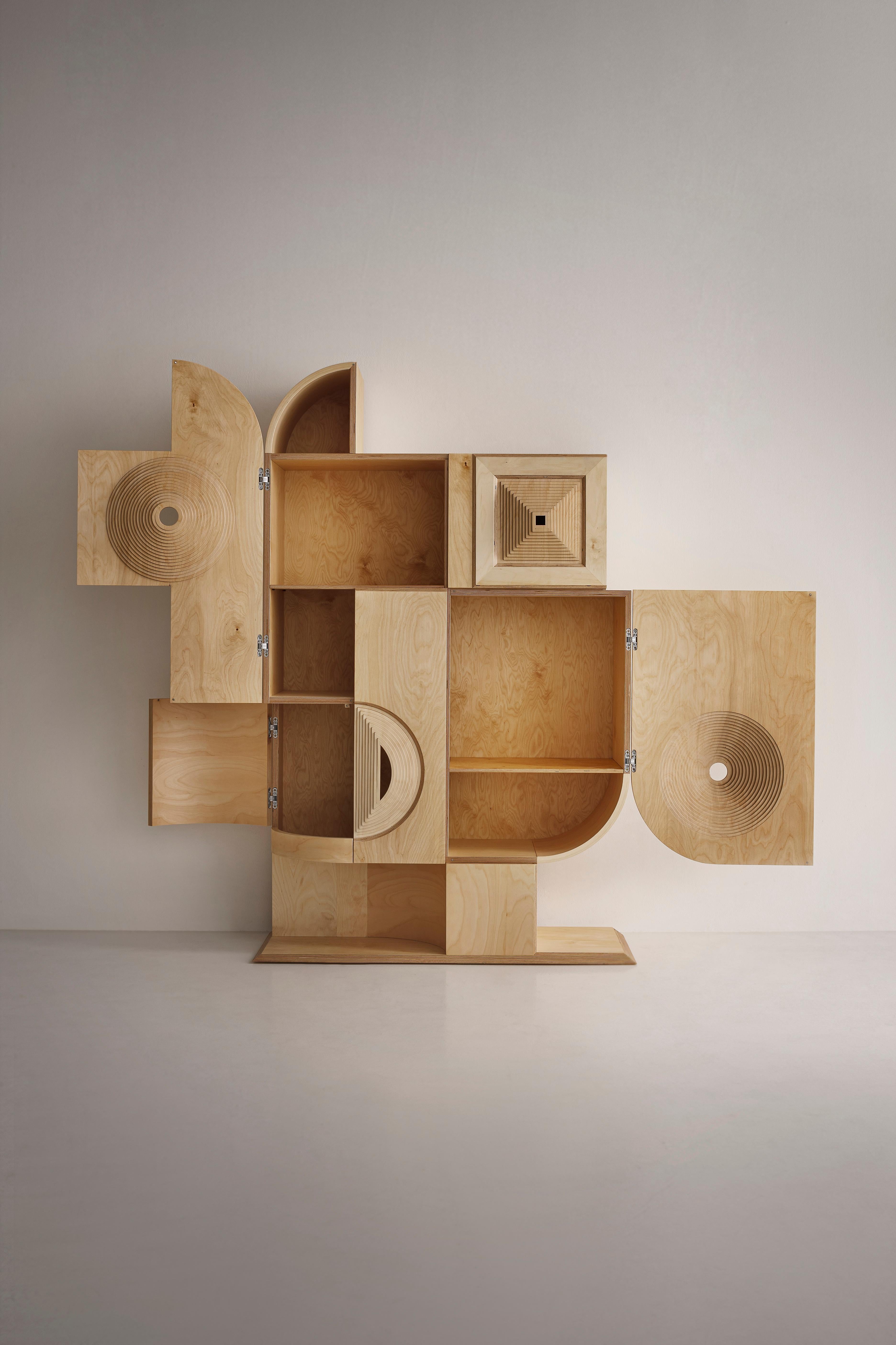 „Esme-Ralda“ Modernes skulpturales geschwungenes Sideboard aus Holz, hergestellt in Italien im Angebot 7