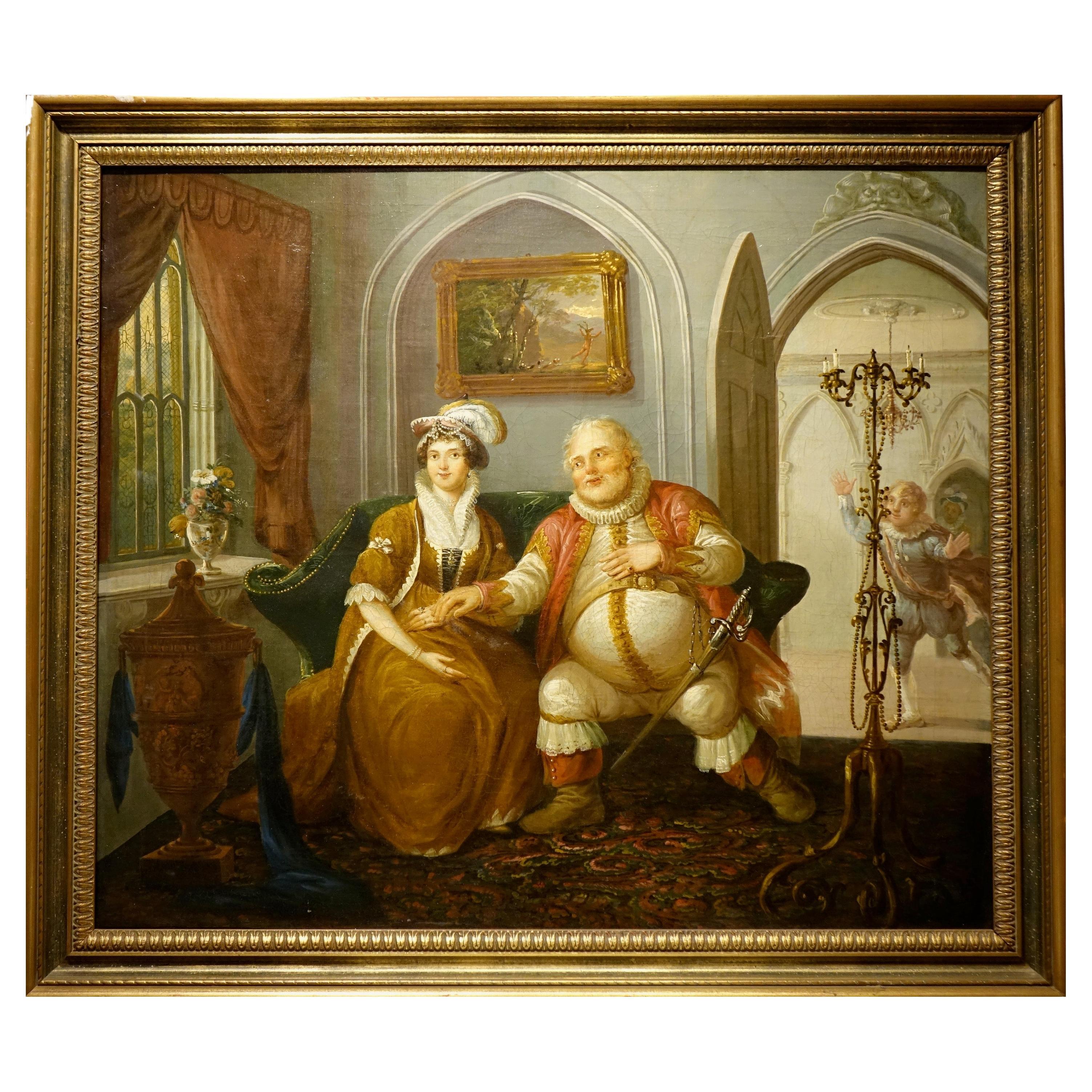 " Falstaff ", oil on canvas, English school, 19th century.