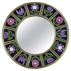 " Fleurs " ceramic mirror, Mithé Espelt