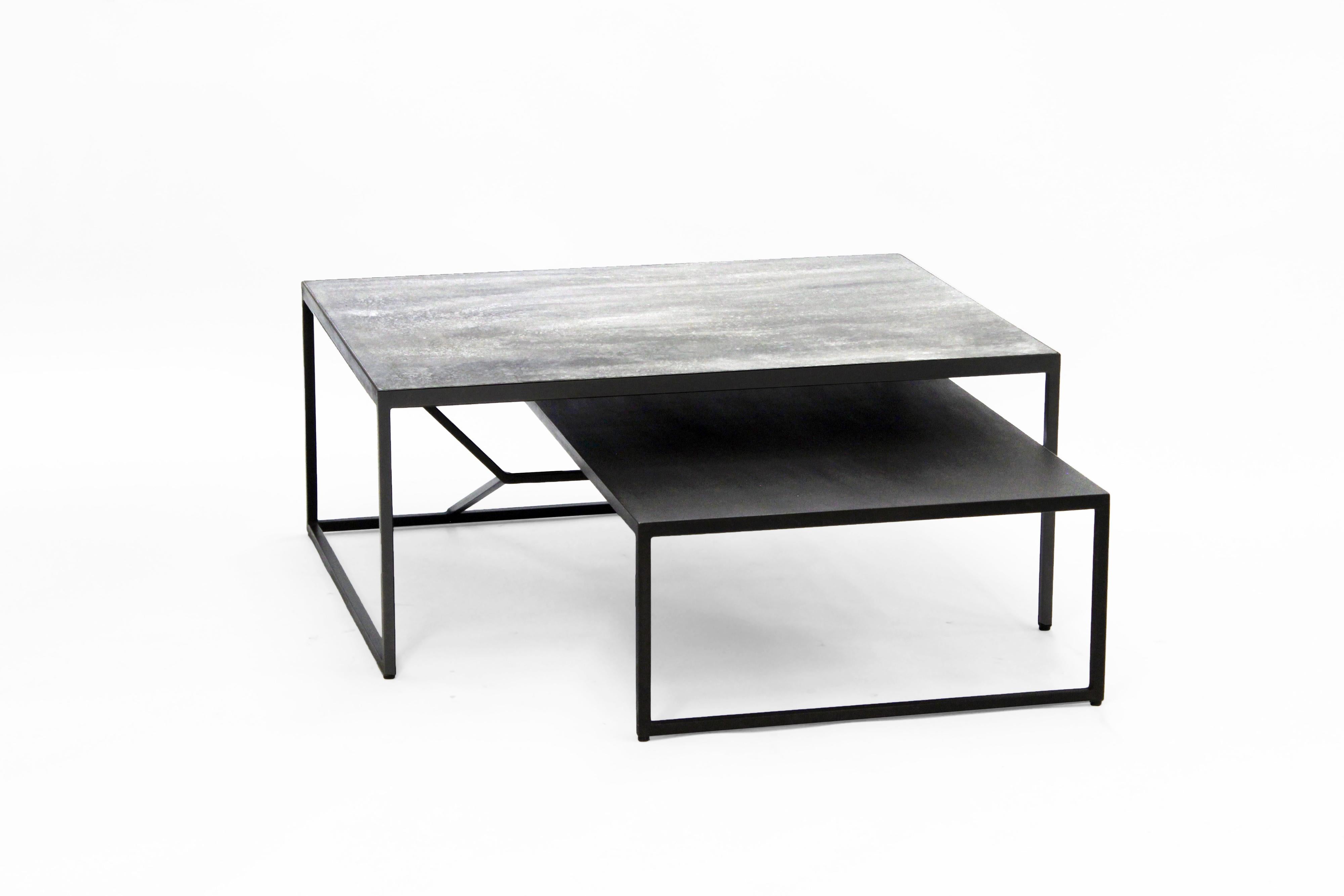 Floating Steel, Concrete Nesting Coffee Table, from Joshua Howe Design In New Condition In Claverack, NY