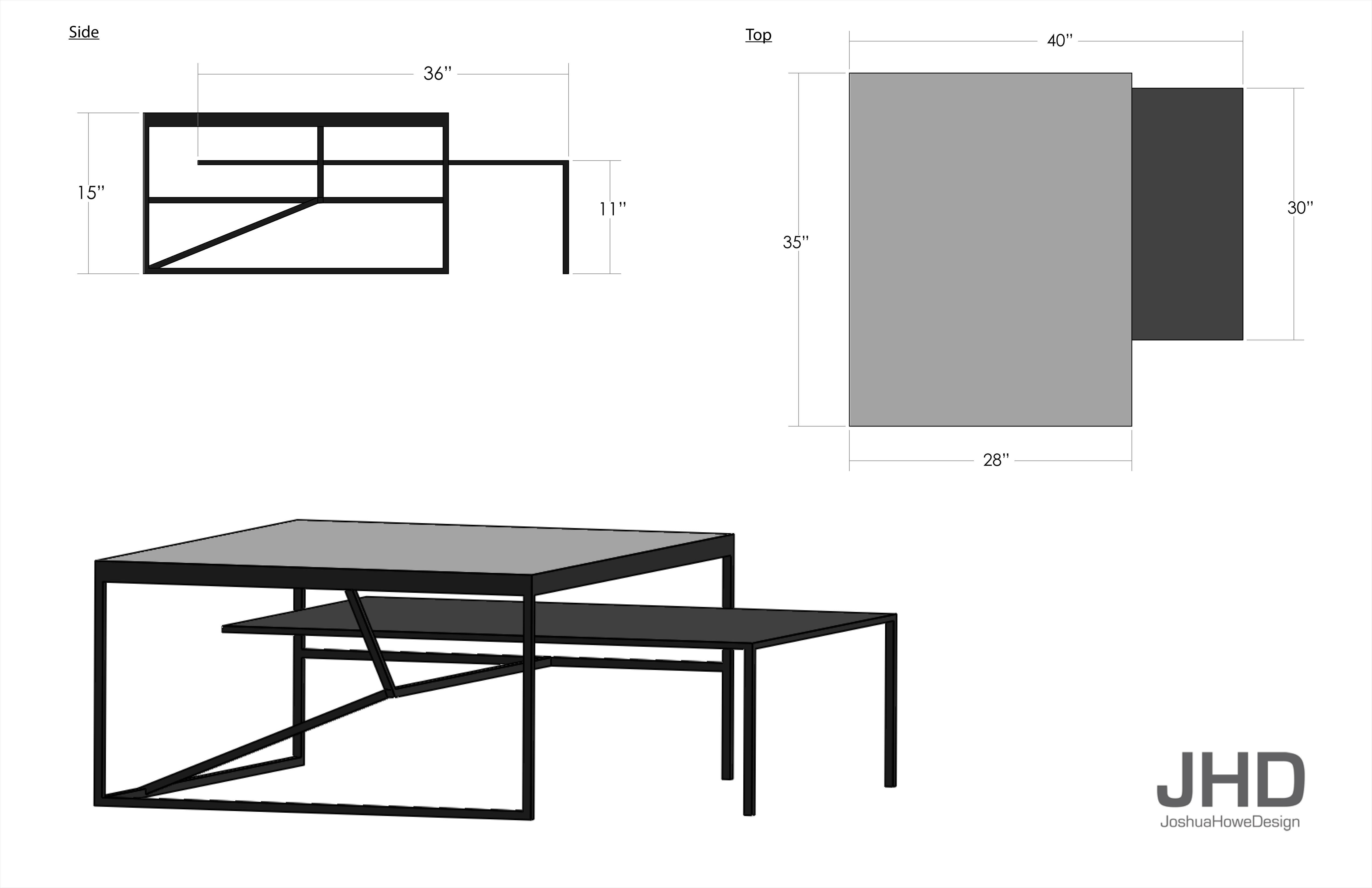 Floating Steel, Concrete Nesting Coffee Table, from Joshua Howe Design 2