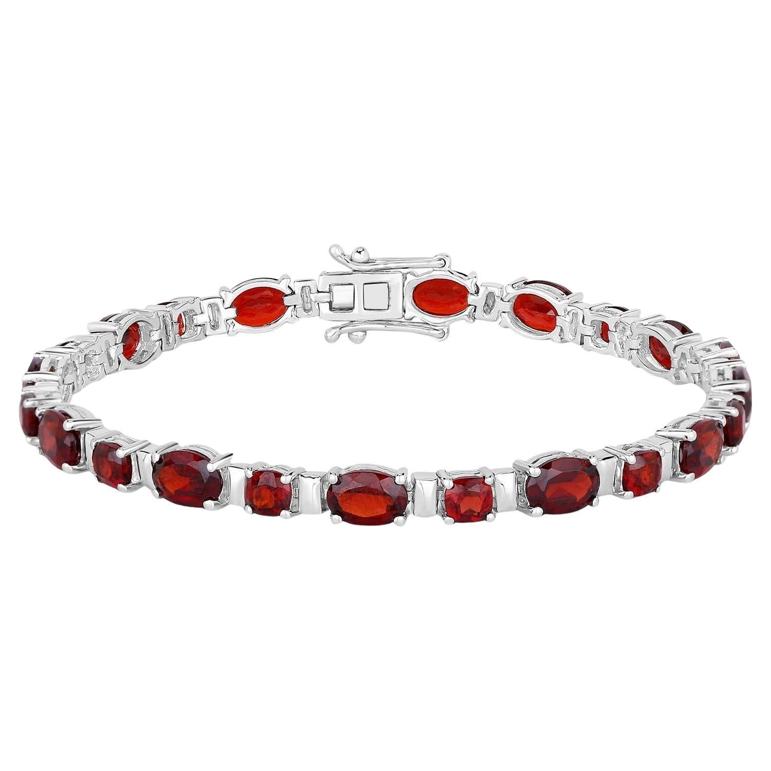 "Bracelet de tennis en grenat 13,8 carats argent sterling plaqué rhodium"