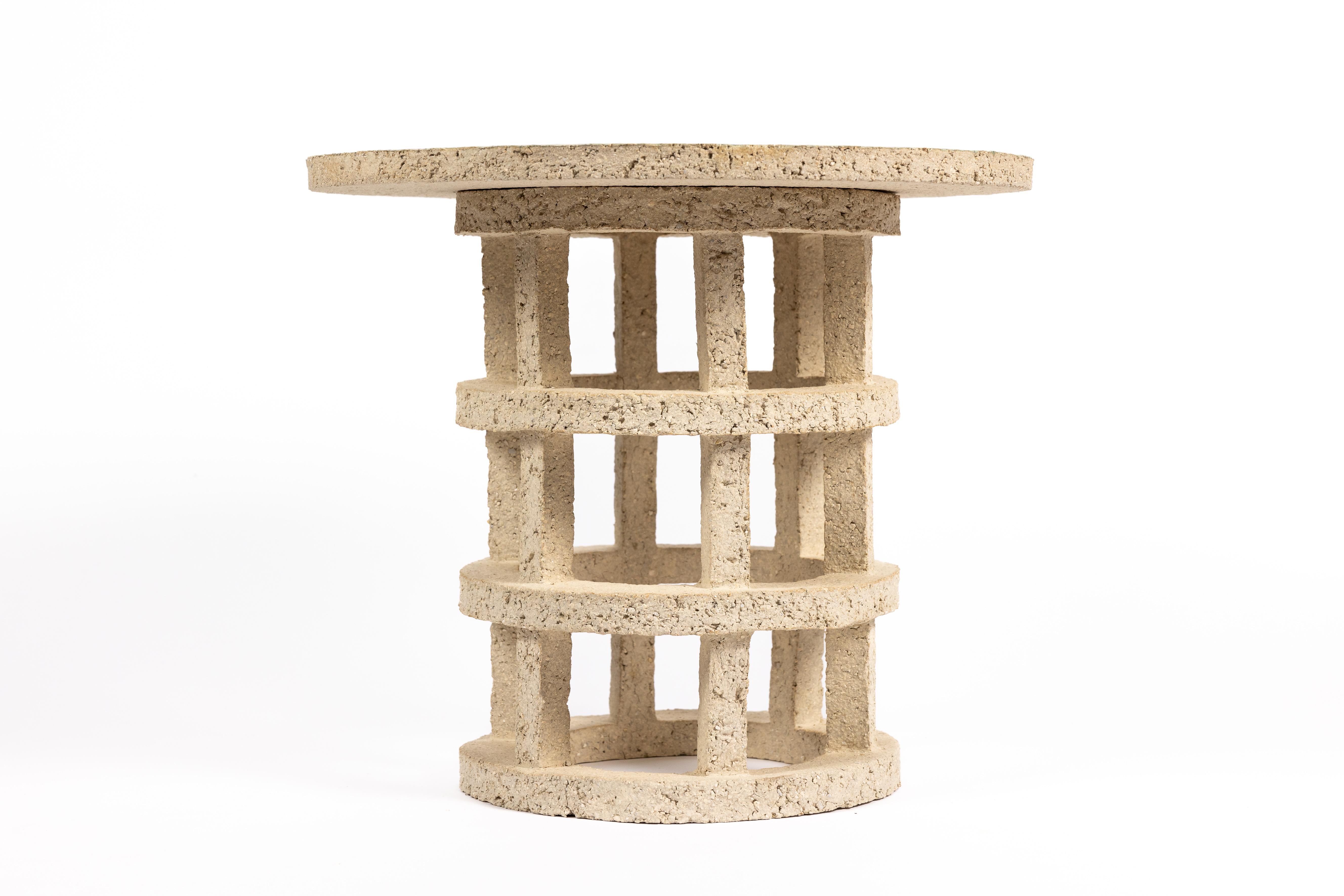 « Gloriette » table in raw stoneware with green glazed top by Denis Castaing For Sale 1