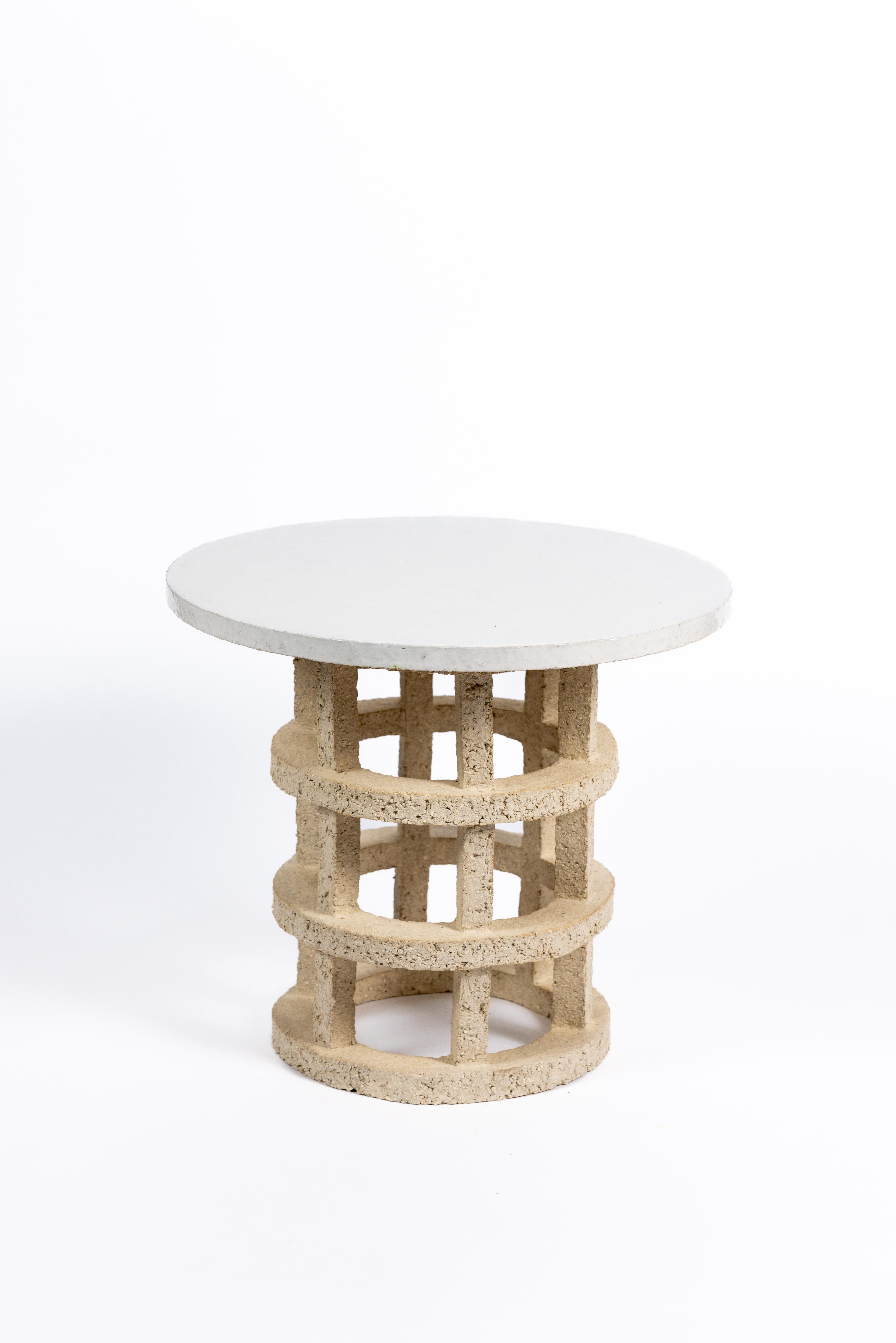 « Gloriette » table in raw stoneware with white glazed top by Denis Castaing In New Condition For Sale In Saint-Ouen, FR