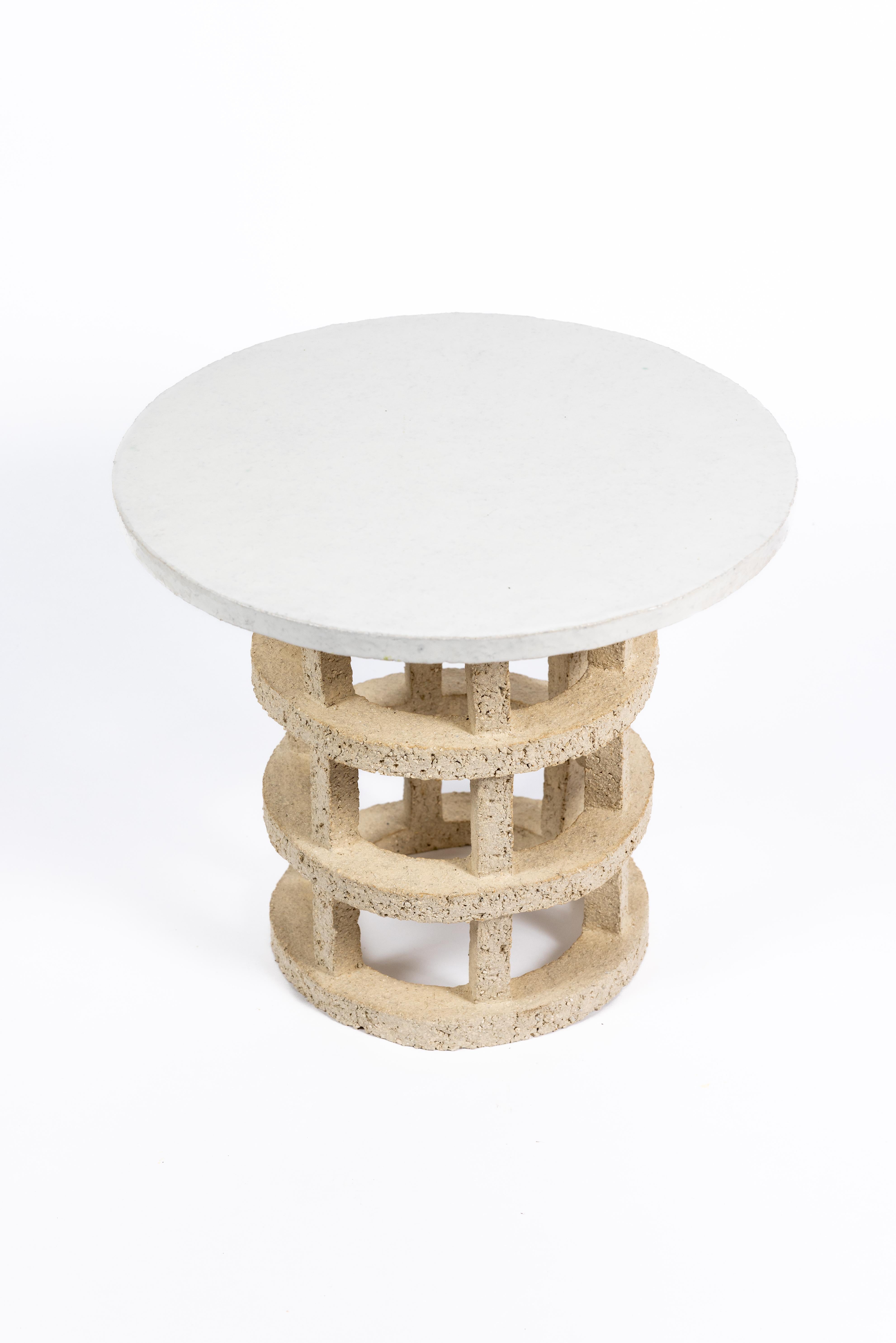 Contemporary « Gloriette » table in raw stoneware with white glazed top by Denis Castaing For Sale