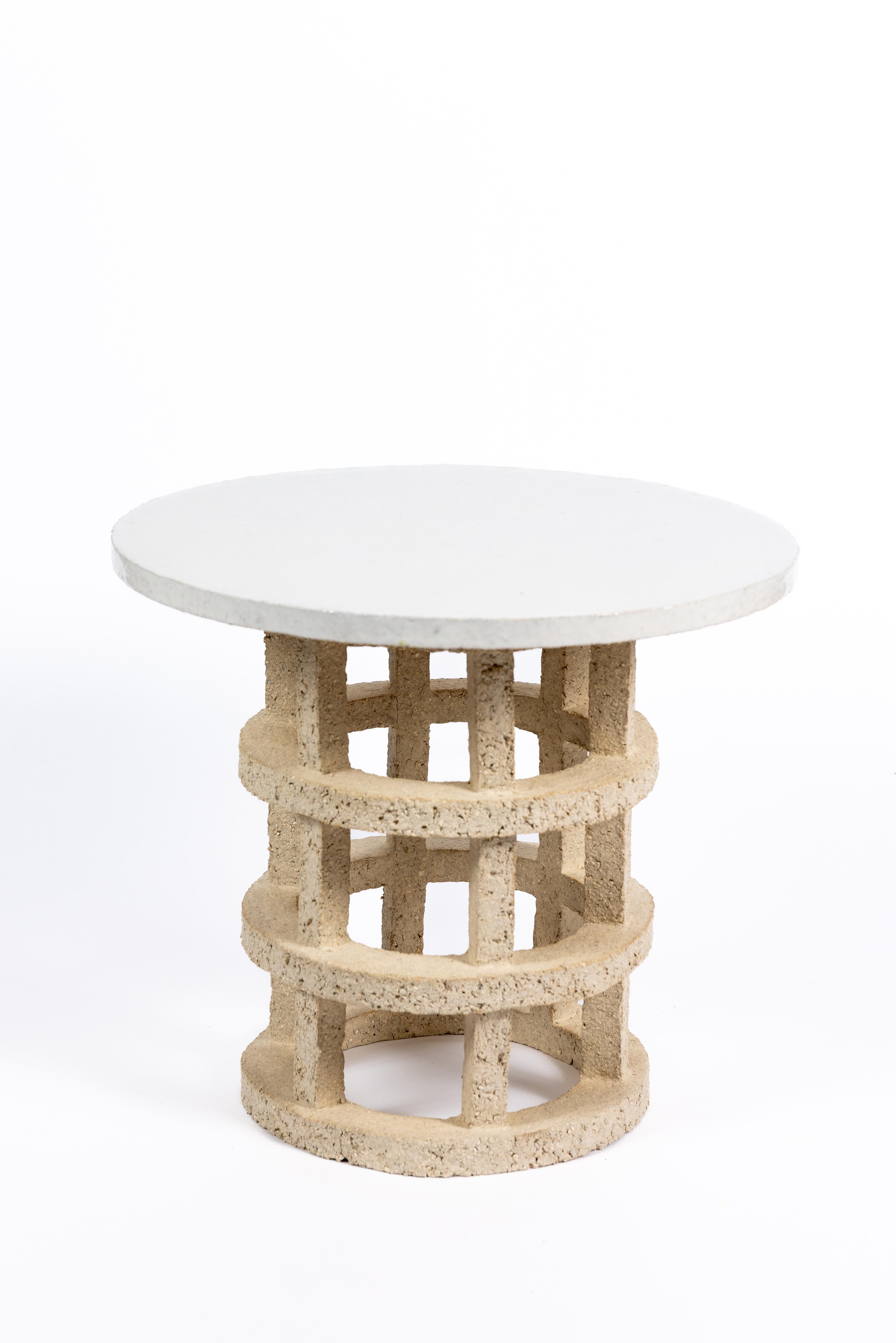 « Gloriette » table in raw stoneware with white glazed top by Denis Castaing For Sale 1