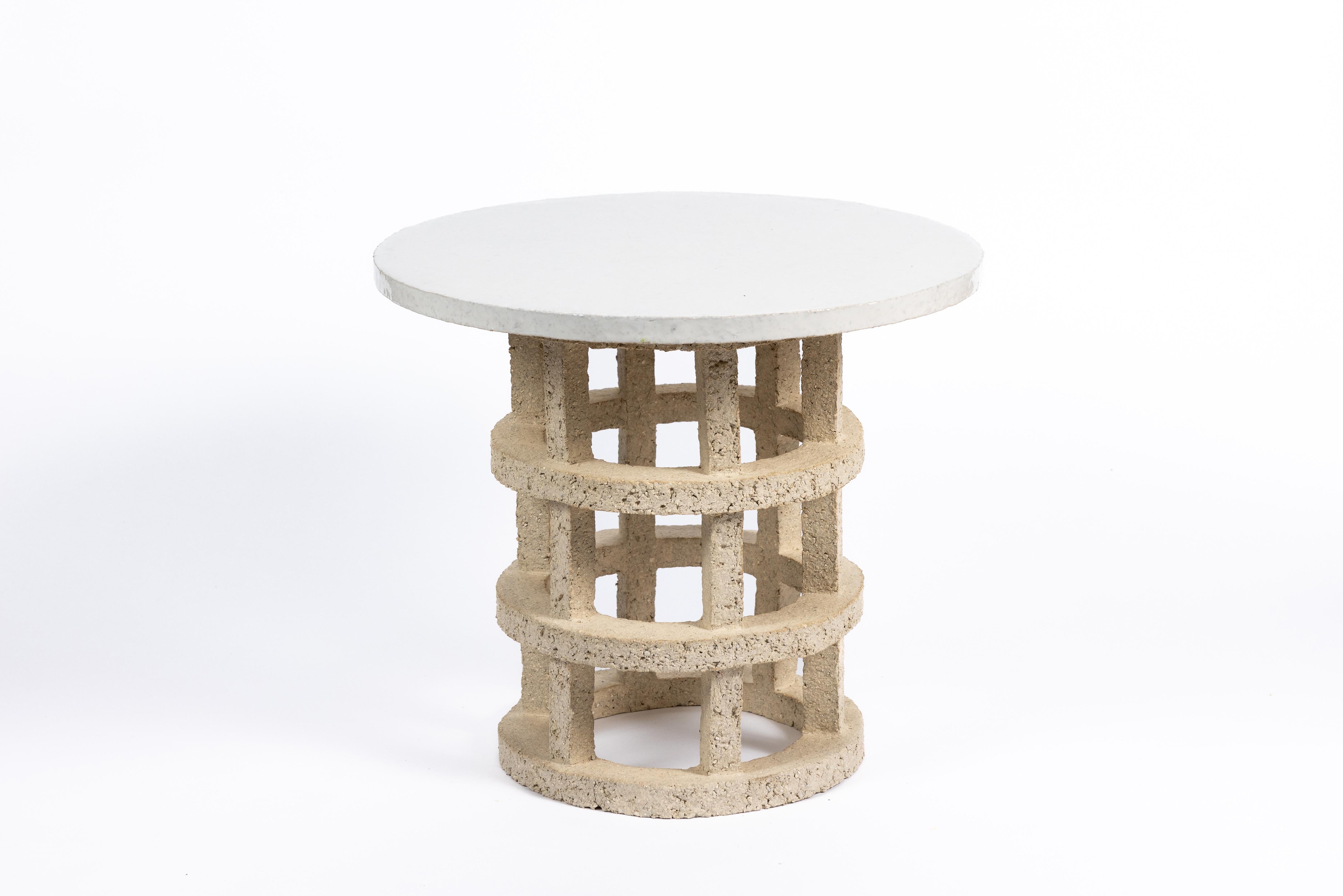 « Gloriette » table in raw stoneware with white glazed top by Denis Castaing For Sale 2