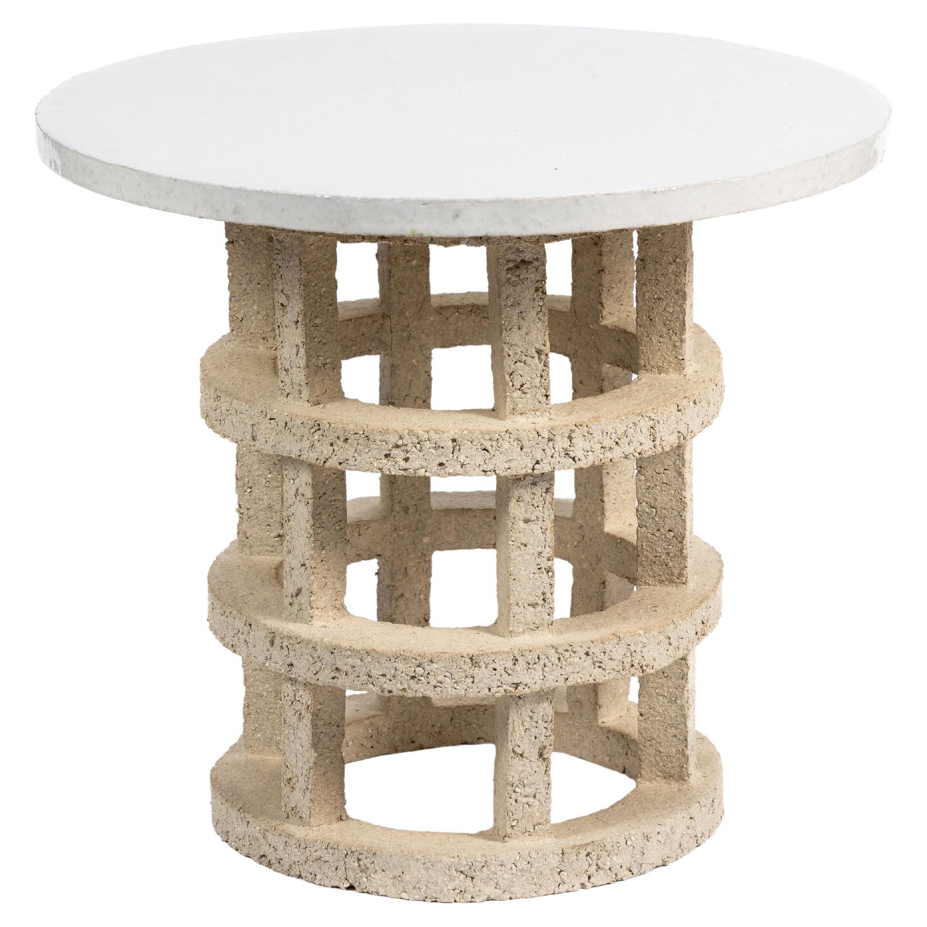 « Gloriette » table in raw stoneware with white glazed top by Denis Castaing For Sale