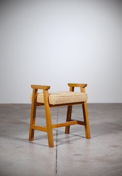 " Grégoire " Eichenholzhocker von Guillerme & Chambron Frankreich 1960er Jahre