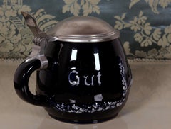 " Gut Flug " wedding Beer Stein art nouveau style cobalt glaze around 1960 WG