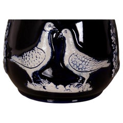 " Gut Flug " wedding Beer Stein art nouveau style cobalt glaze around 1960 WG