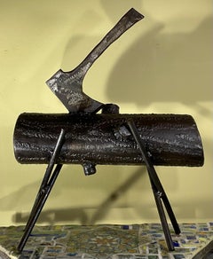 : Hand-Forged Steel Sculpture "The Lumberjack's Rest" - Unique Metal Art
