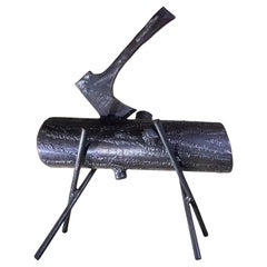 : Handgeschmiedete Stahlskulptur "The Lumberjack's Rest" - Einzigartige Metal Art