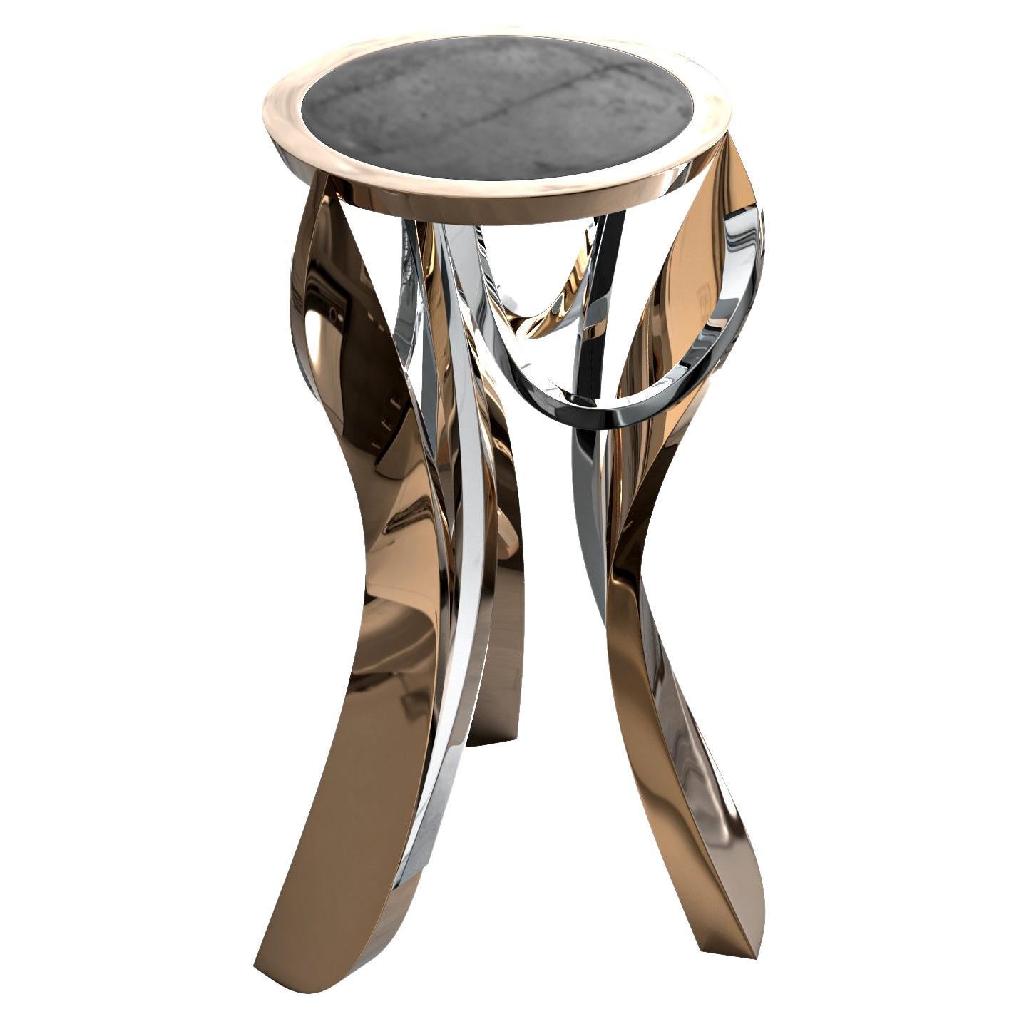 "Ingoiare" Bar Stool with Stainless Steel and Bronze, Istanbul For Sale