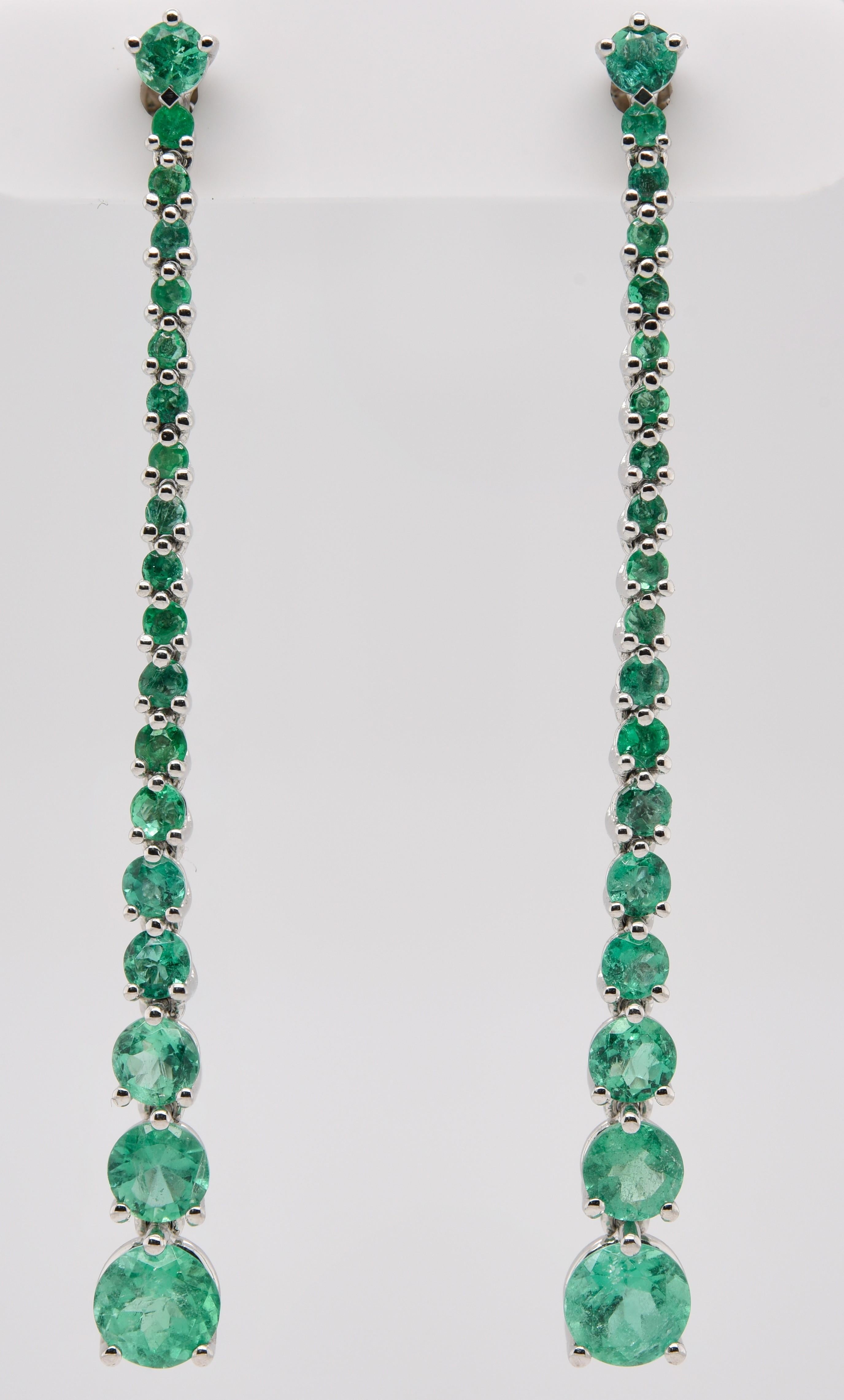 Artisan JAG New York Emerald Drop Earrings in Platinum