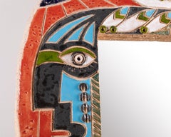 Specchio in ceramica "Kachina" di Nathalie Soufflet, Atelier Curiosa, Vallauris AM