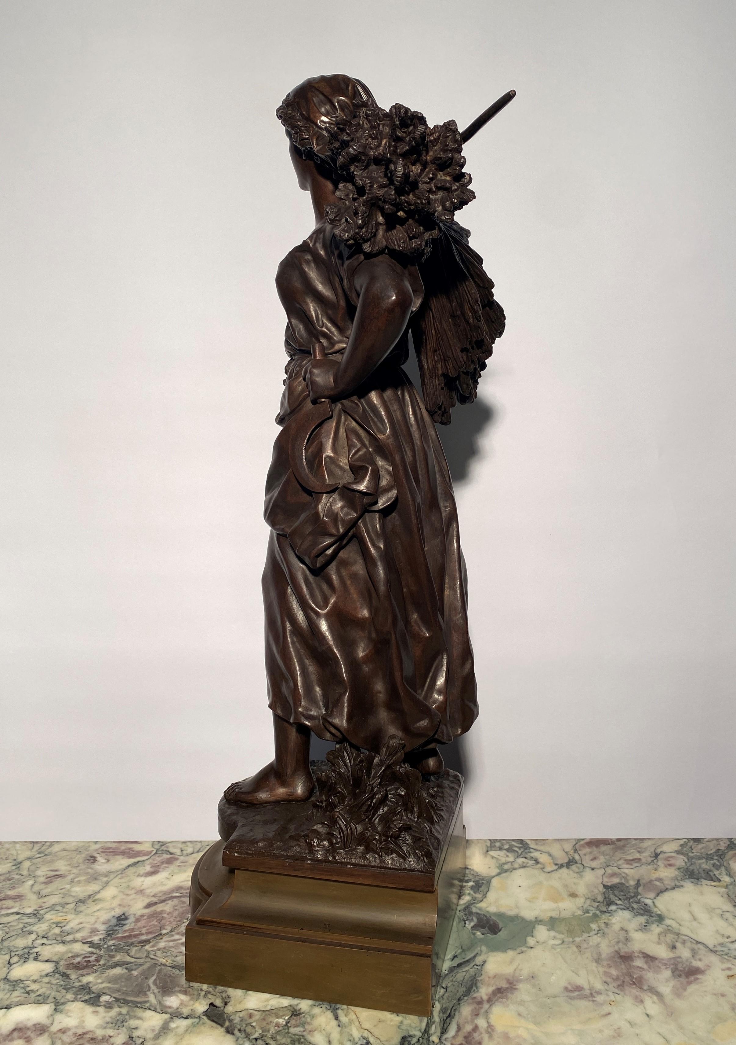 Français Statue en bronze « La Moissonneuse » par Ernest Rancoulet en vente