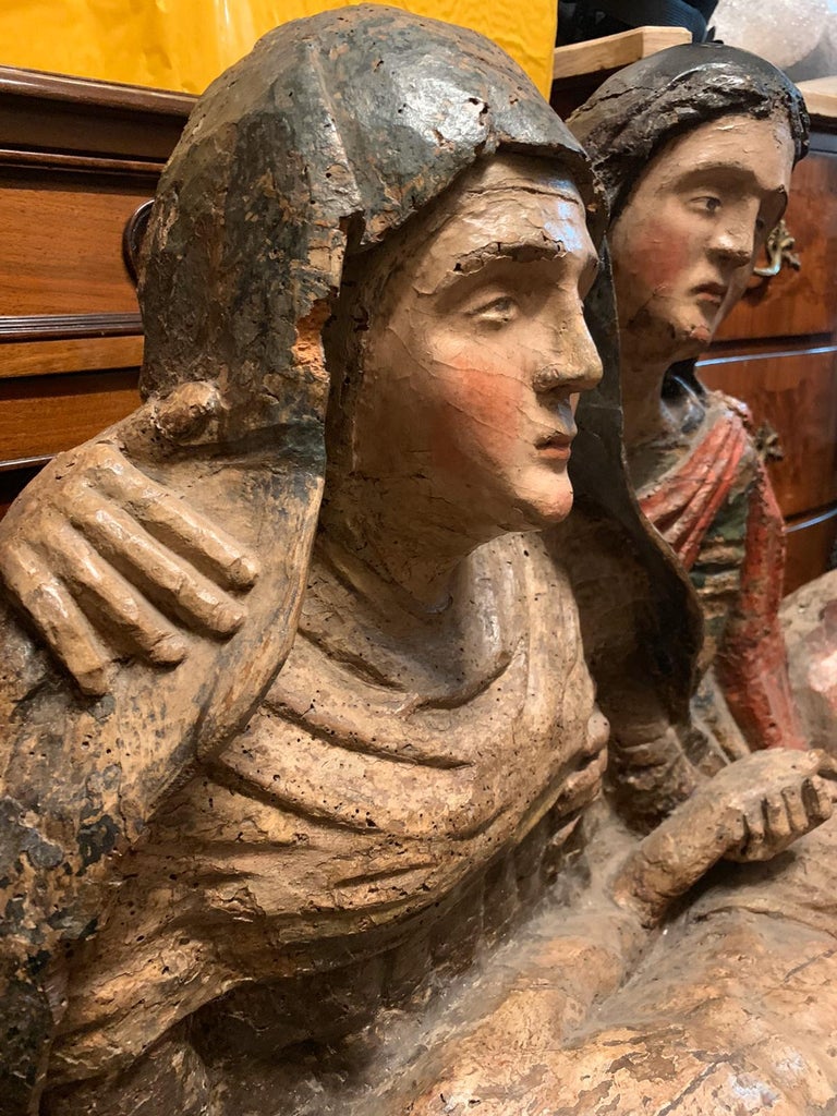 "La Pieta" Spanish Sculpture in Wood, 15th Century For Sale at 1stdibs