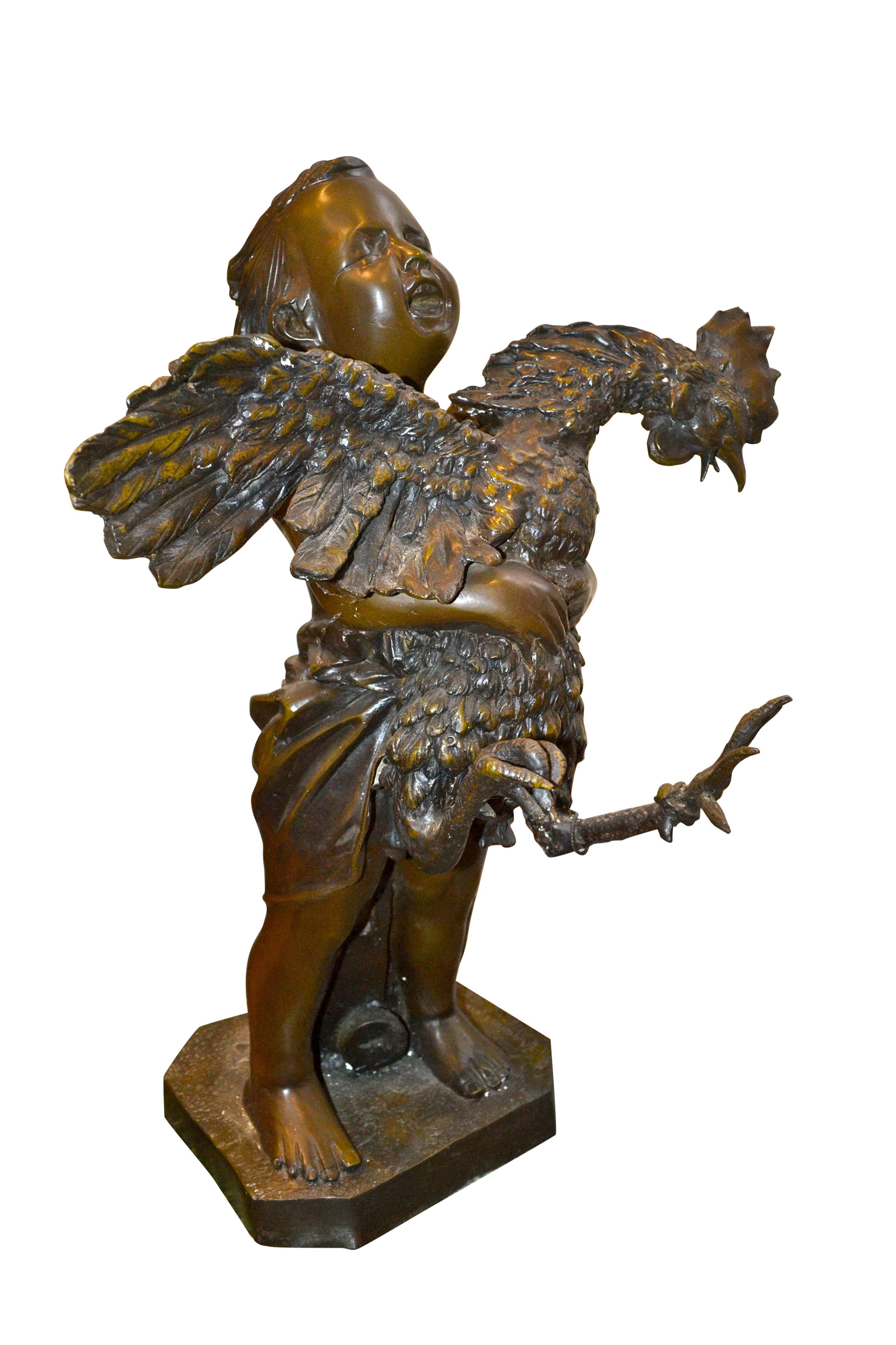bronze boy on milk churn statue