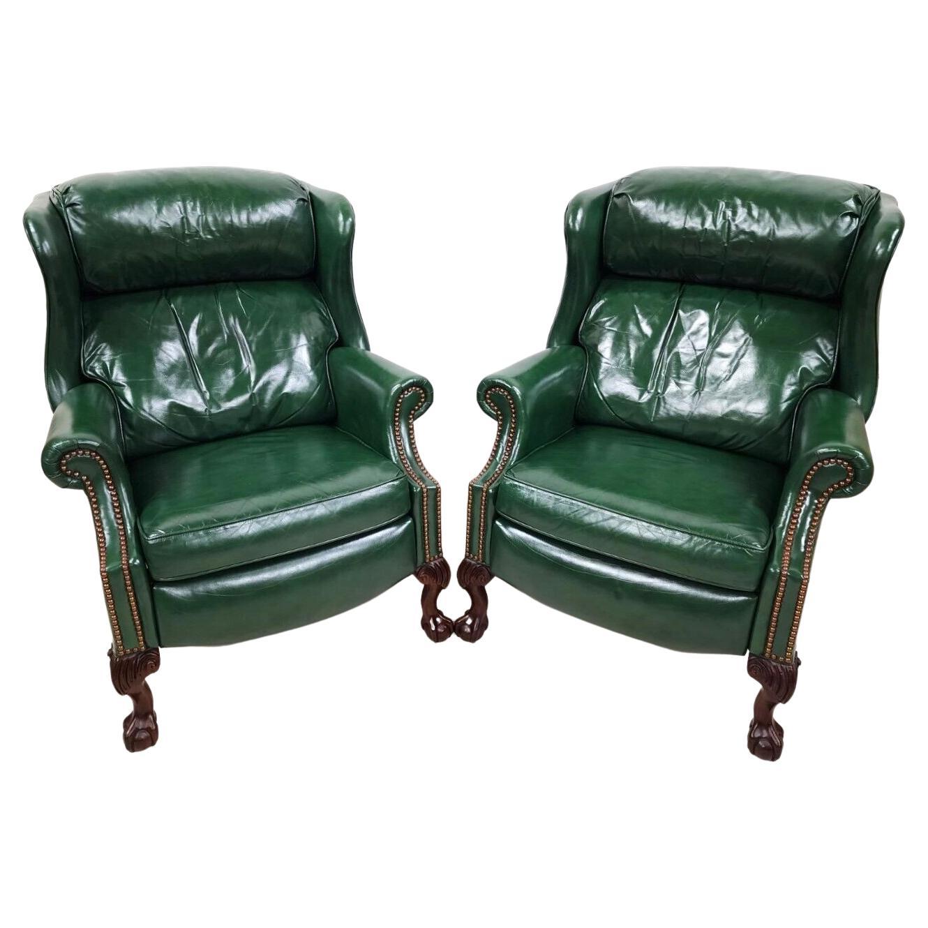 " Maxwell " Reclining Leather Chairs Wingback by Bradington Young Set of 2