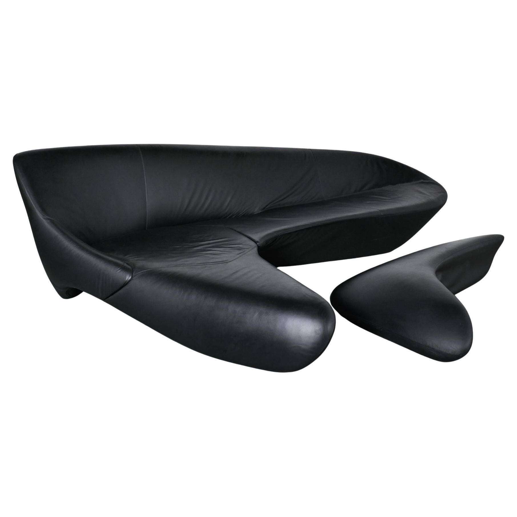« Moon System » black leather sofa, Zaha Hadid for B&B Italia, 2007