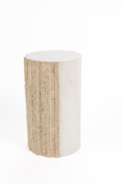 « Ostinato » table in raw stoneware with white glazed top by Denis Castaing