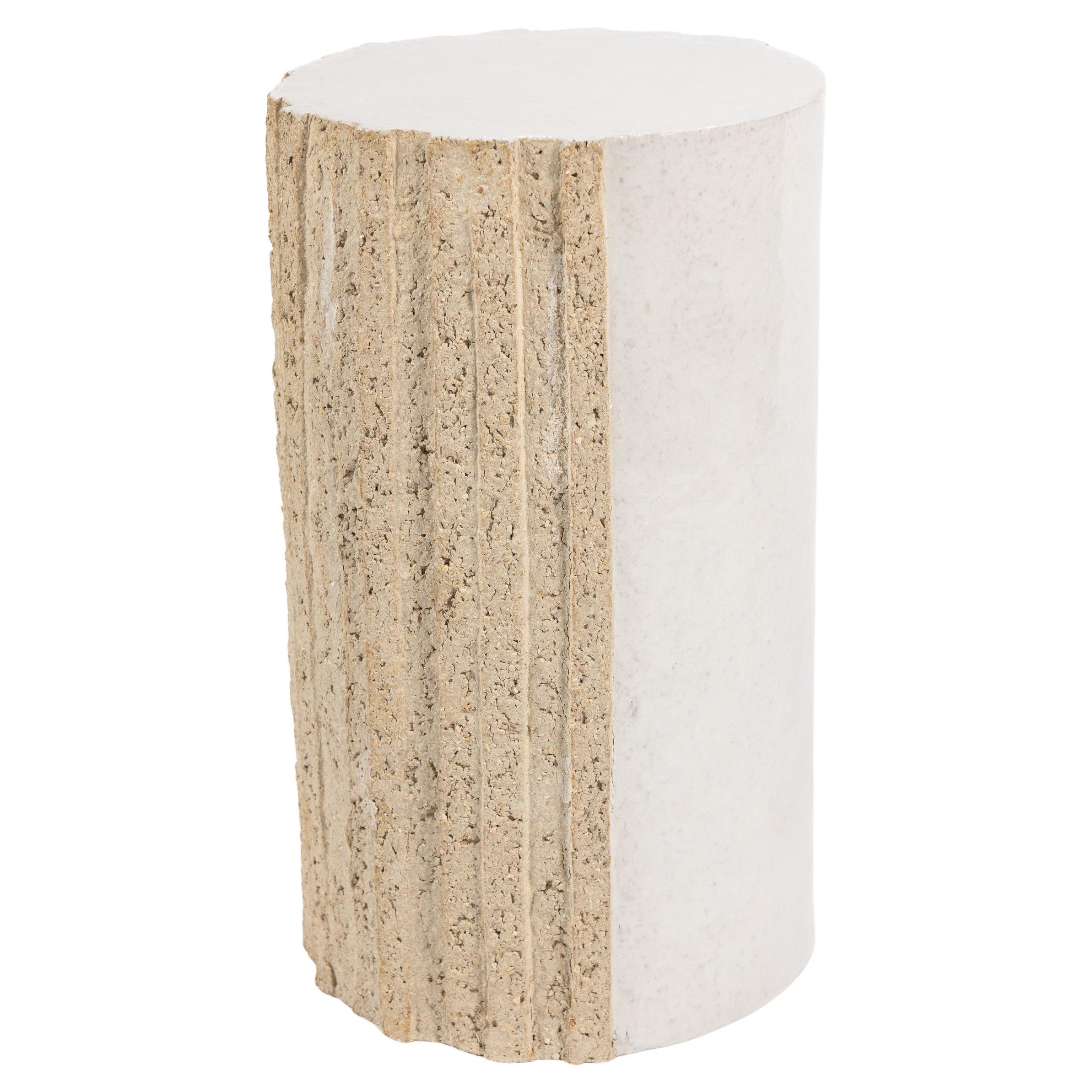 « Ostinato » table in raw stoneware with white glazed top by Denis Castaing