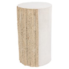 « Ostinato » table in raw stoneware with white glazed top by Denis Castaing