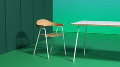 Hayche Otto Chair, Oak Plywood and Powder Coated White Steel Frame, UK, In stock