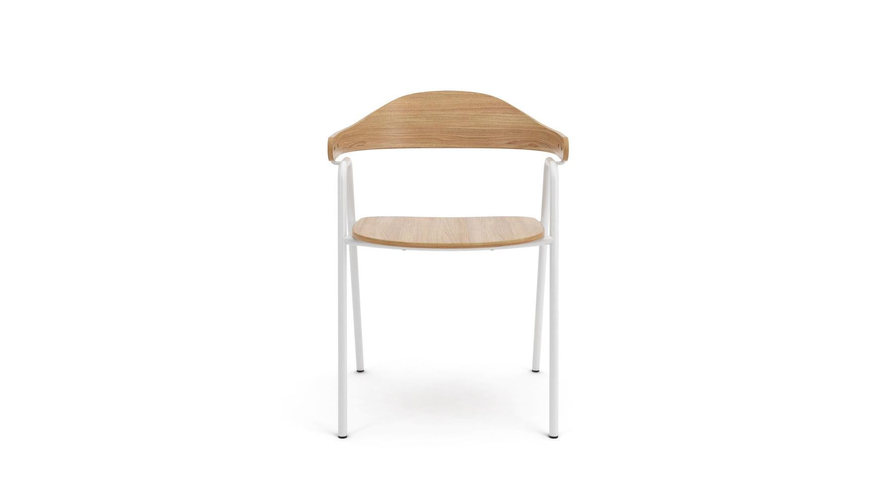 Hayche Otto Chair, Oak Plywood and Powder Coated White Steel Frame, UK, In stock In New Condition For Sale In Liverpool, GB