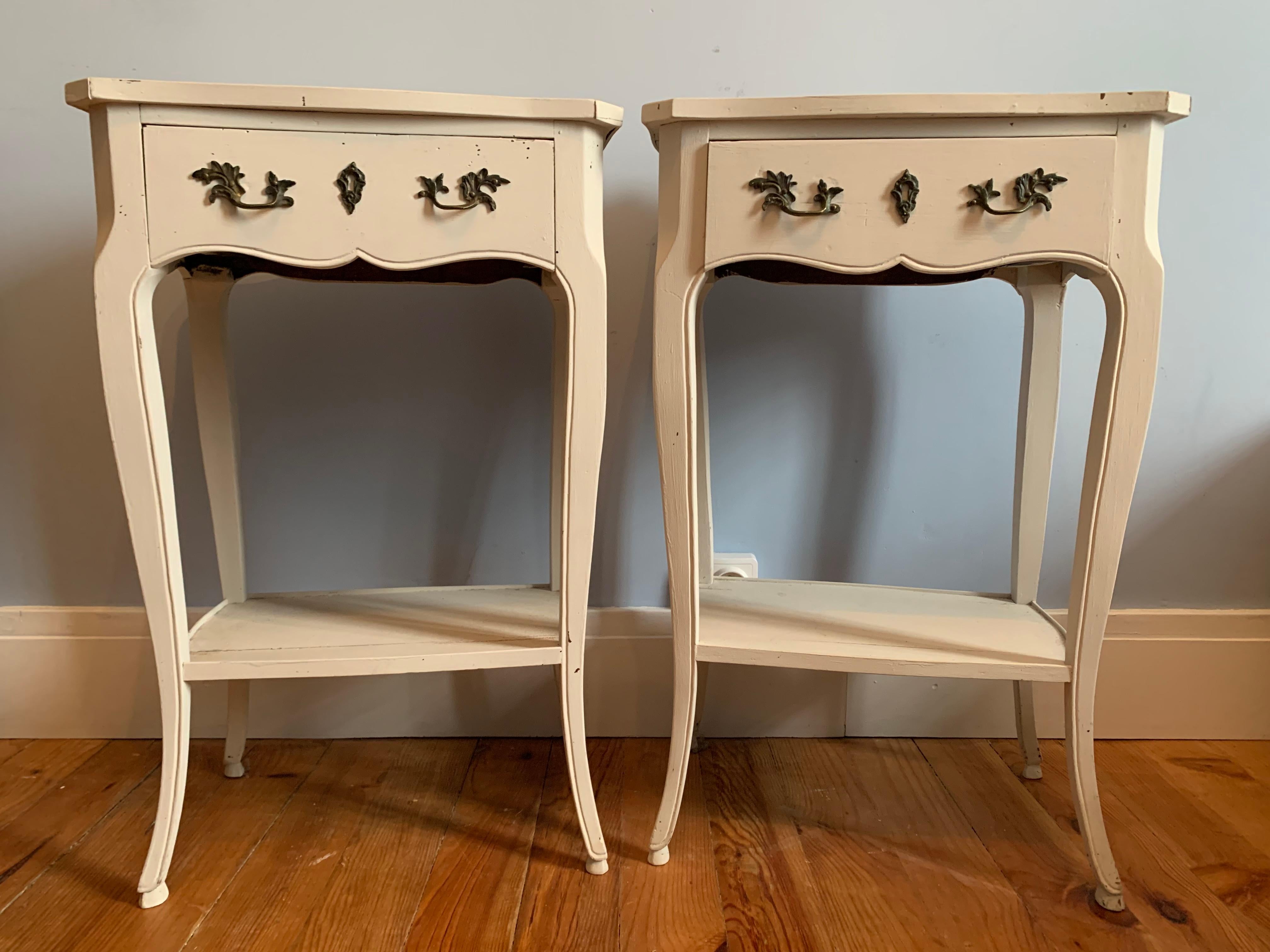 Pair of Nightstands Lacquered Wood Louis XV Style 2