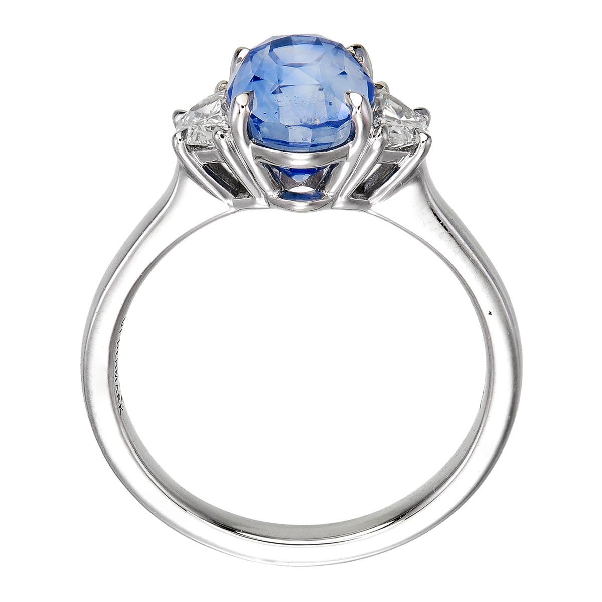 Orloff of Dänemark, 3,13 Karat pastellblauer Saphir-Diamantring in 950er-Platin gefasst (Ovalschliff)