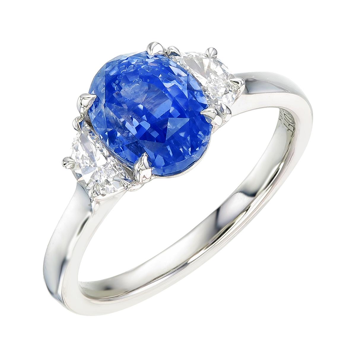 Orloff of Dänemark, 3,13 Karat pastellblauer Saphir-Diamantring in 950er-Platin gefasst im Zustand „Neu“ in Hua Hin, TH
